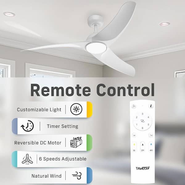 42 in White Standard Downrod Mount Low Profile Ceiling Fan with Light and Remote Control,3CCT, Dimmable,Quiet Reversible