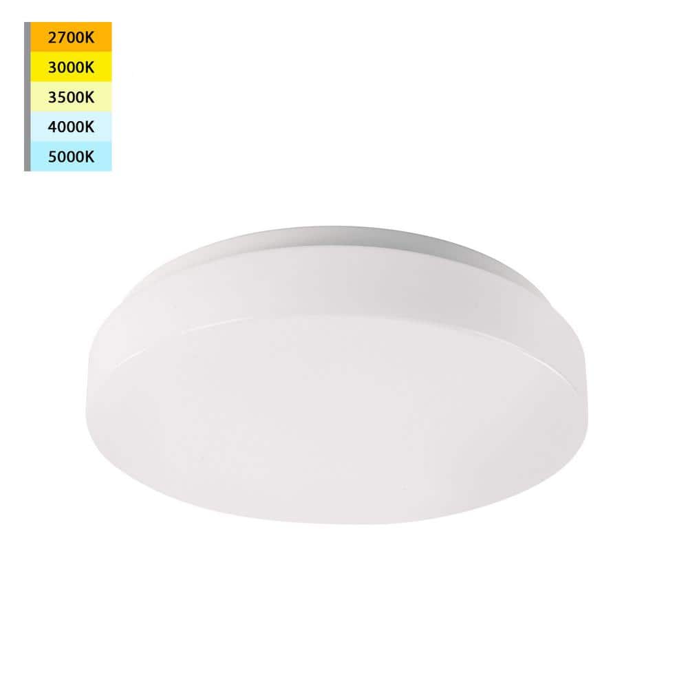 EcoLite 13'' White Aluminum LED Flush Mount with 5-CCT Switch