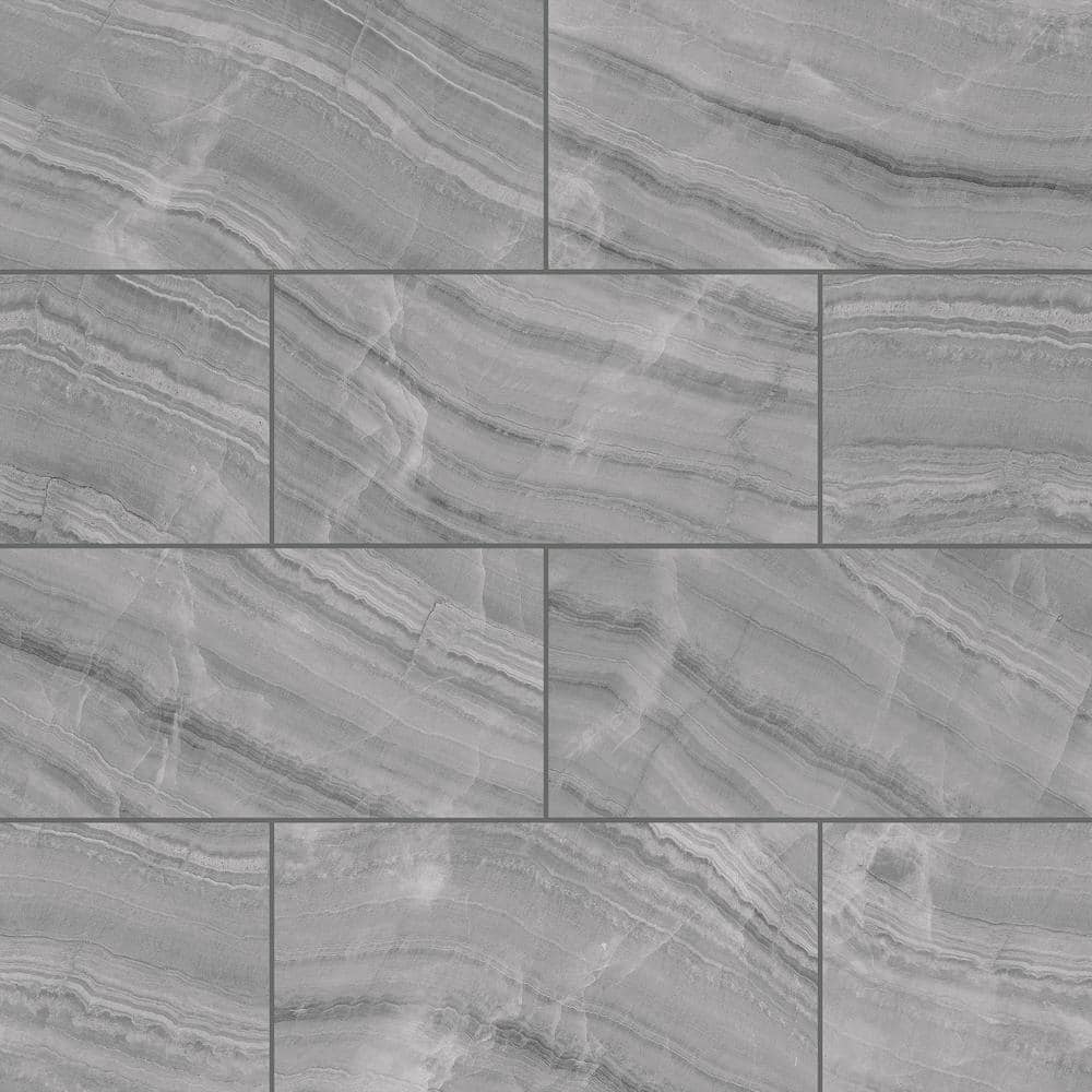 Gemma 12 in. 24 in. Honed Grey Onyx Porcelain Marble Look Tile (15.5 sq.ft./case) price history on PriceWatchPro
