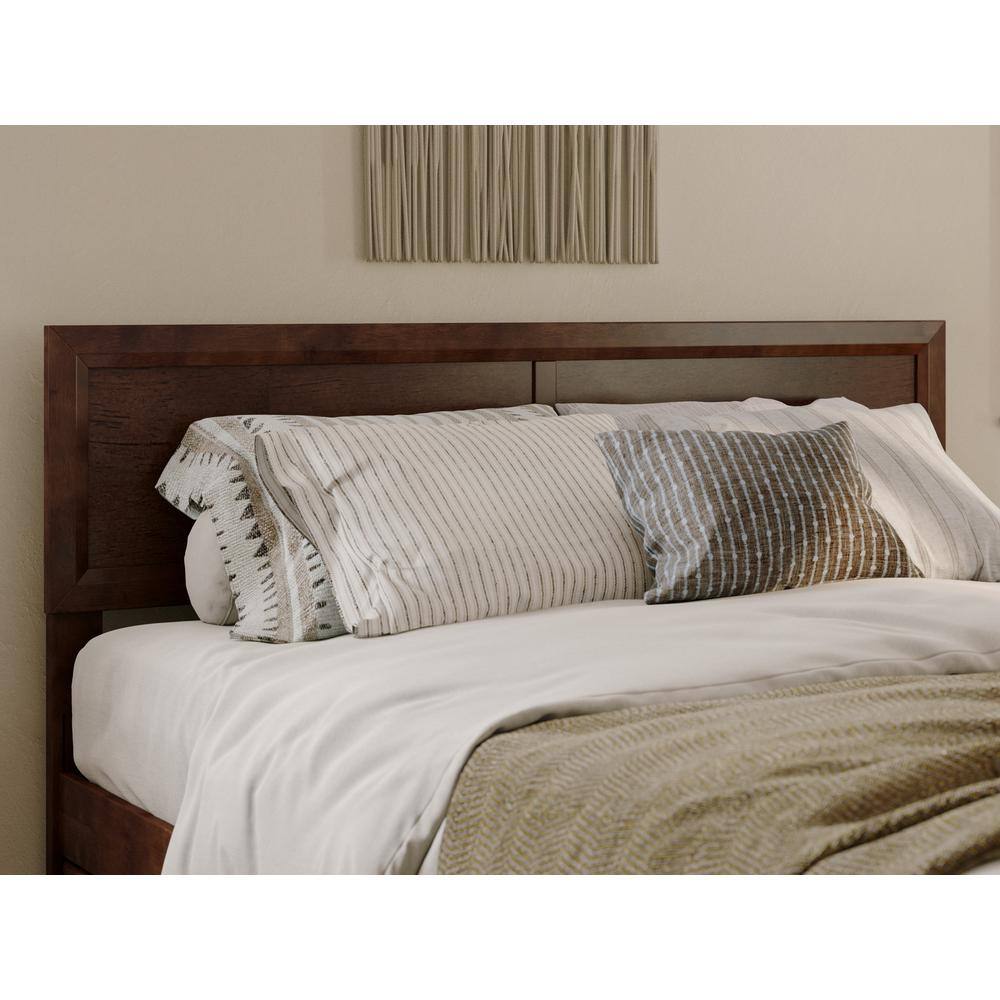 Lylah Queen Walnut Wood Platform Bed with Trundle