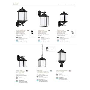Kent 1-Light Black Outdoor 11.5 in. Wall Lantern Sconce with LED Bulb
