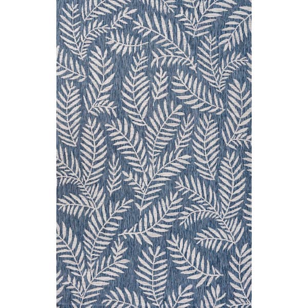 Nevis Palm Frond Navy/Ivory 8 ft. x 10 ft. Indoor/Outdoor Area Rug