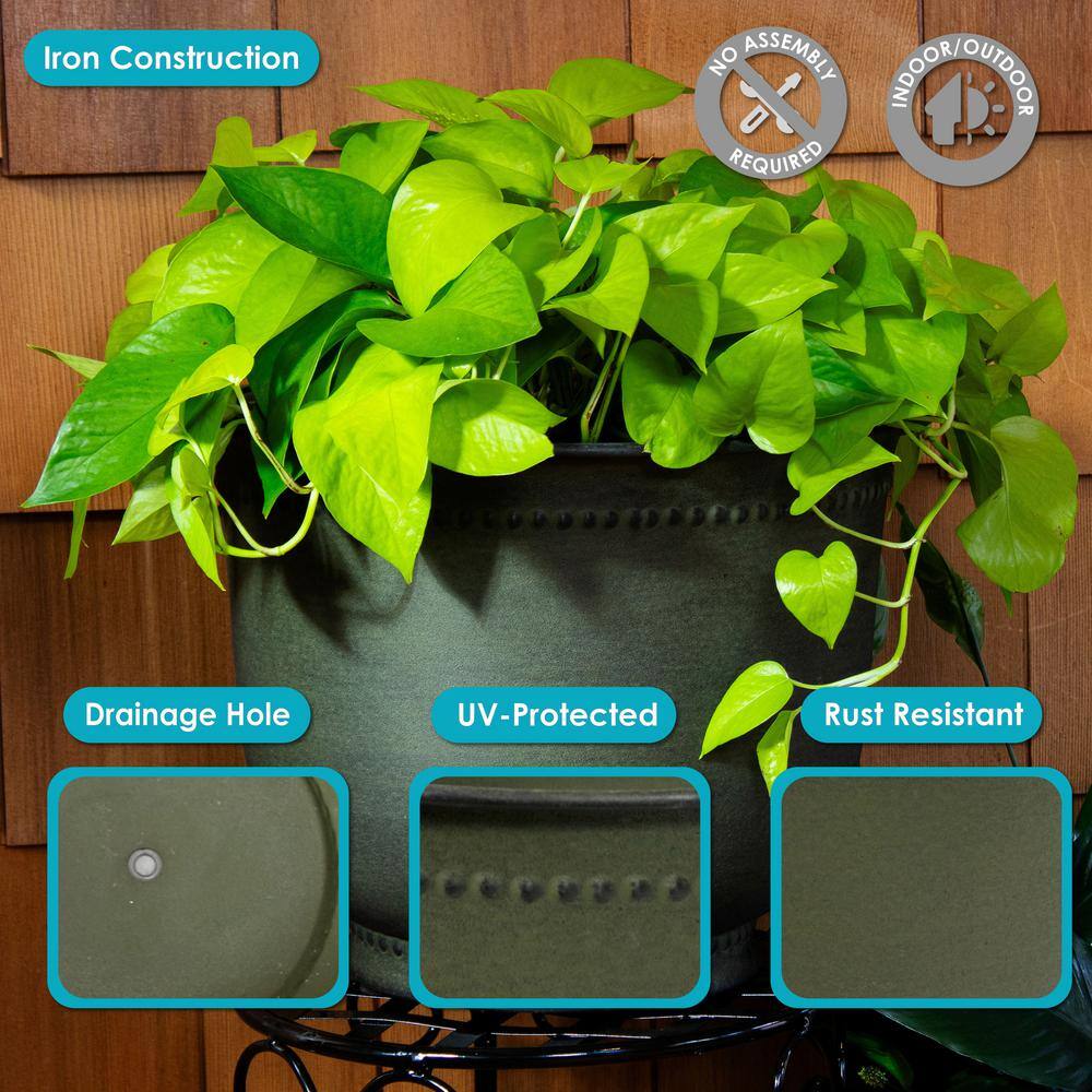 Michael Matte Sage Medium Iron Indoor/Outdoor Planter Set