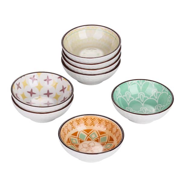 vancasso 8-PieceAssorted Colors Porcelain Dinnerware Set Ramekins Dipping Saucers(Service for 4)