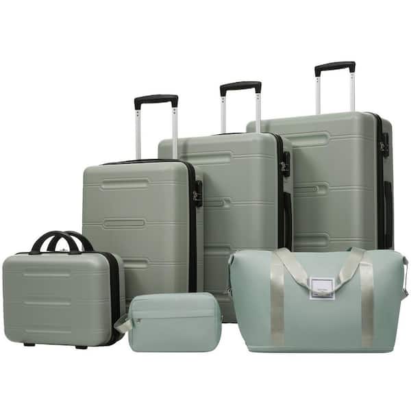 Polibi 6-Piece Light Green ABS Hardside Luggage Set with Double