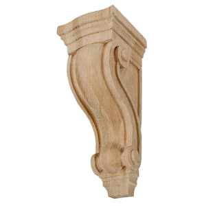 10-1/2 in. x 4-7/8 in. x 5-1/4 in. Unfinished Medium North American Solid Red Oak Classic Traditional Plain Wood Corbel
