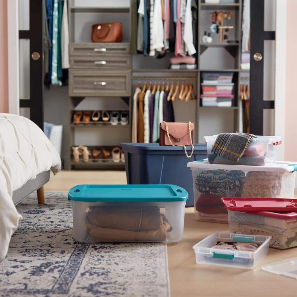 64QT Clear Plastic Storage Box with Blue Latches