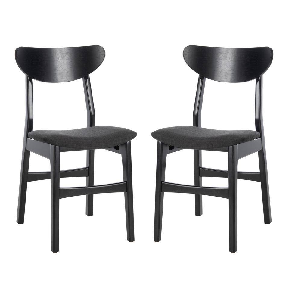 Transitional Black Wood Upholstered Side Chair Set of 2