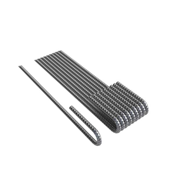 Angel Sar 10-Pack Heavy Duty 1/4 in. x 12 in. Coated Steel Ground Anchors, J-Shape Rebar Stakes for Tent Agriculture Fences