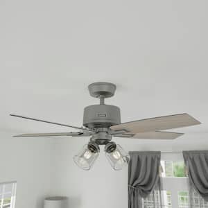 Gatlinburg 44 in. Indoor Matte Silver Ceiling Fan with Light Kit and Remote Included