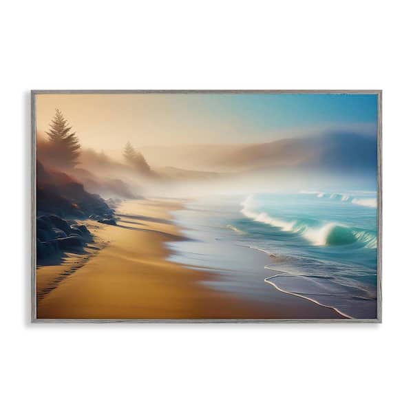 Stupell Industries Smooth Beach Tide by Noah Bay Gray Framed Nature Giclee Art Print 16 in. x 24 in.