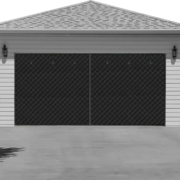 110 in. x 85 in. Black Plastic Magnetic Garage Door Curtain Screen Door Waterproof Surface Windproof Soundproof