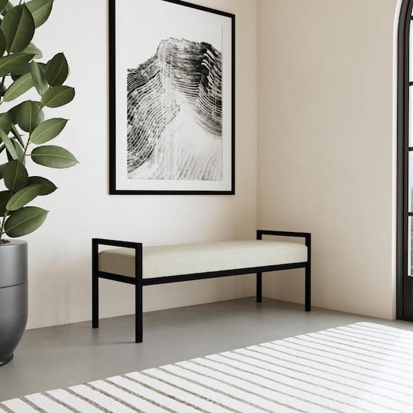 Homepop Modern Fawn Velvet 49.5 in. Bedroom Bench Backless with Metal Base