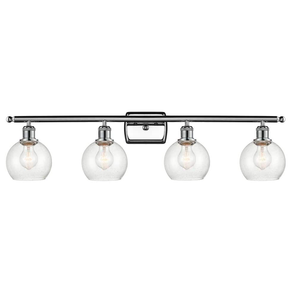 Athens 36 in. 4-Light Polished Chrome Vanity Light with Glass Shade price history on PriceWatchPro