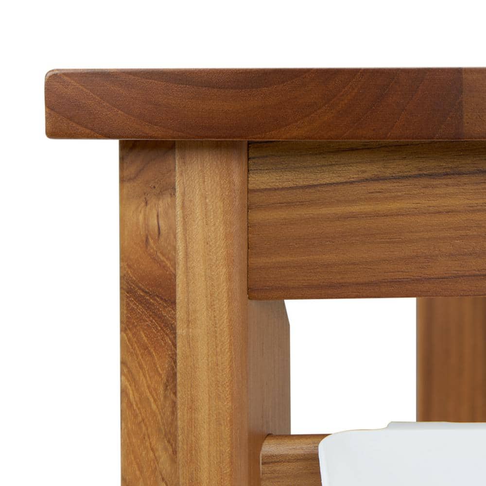 12'' Waterproof Teak Corner Shower Stool for Spa Use