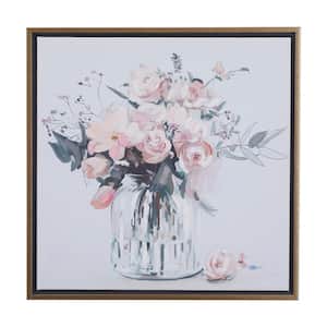 1- Panel Floral Bouquet Framed Wall Art with Gold Frame 25 in. x 24 in.