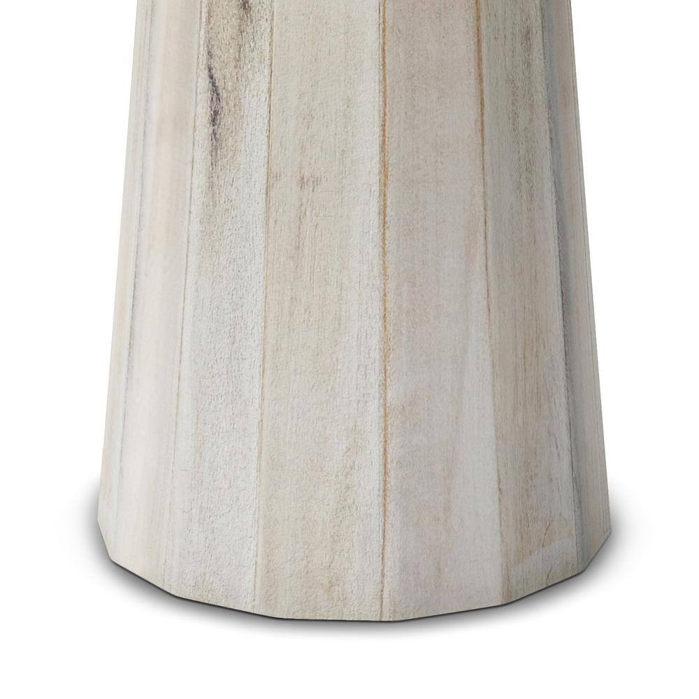 Dayton 13" White Wash Solid Mango Wood Round Accent Table