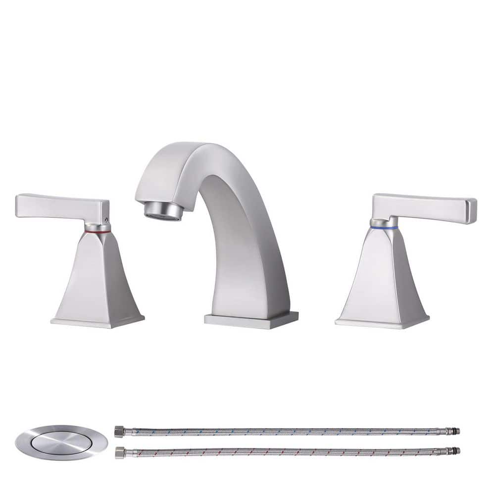 8 in. Widespread Double Handle Bathroom Faucet with Pop-Up Drain in Brushed Nickel price history on PriceWatchPro