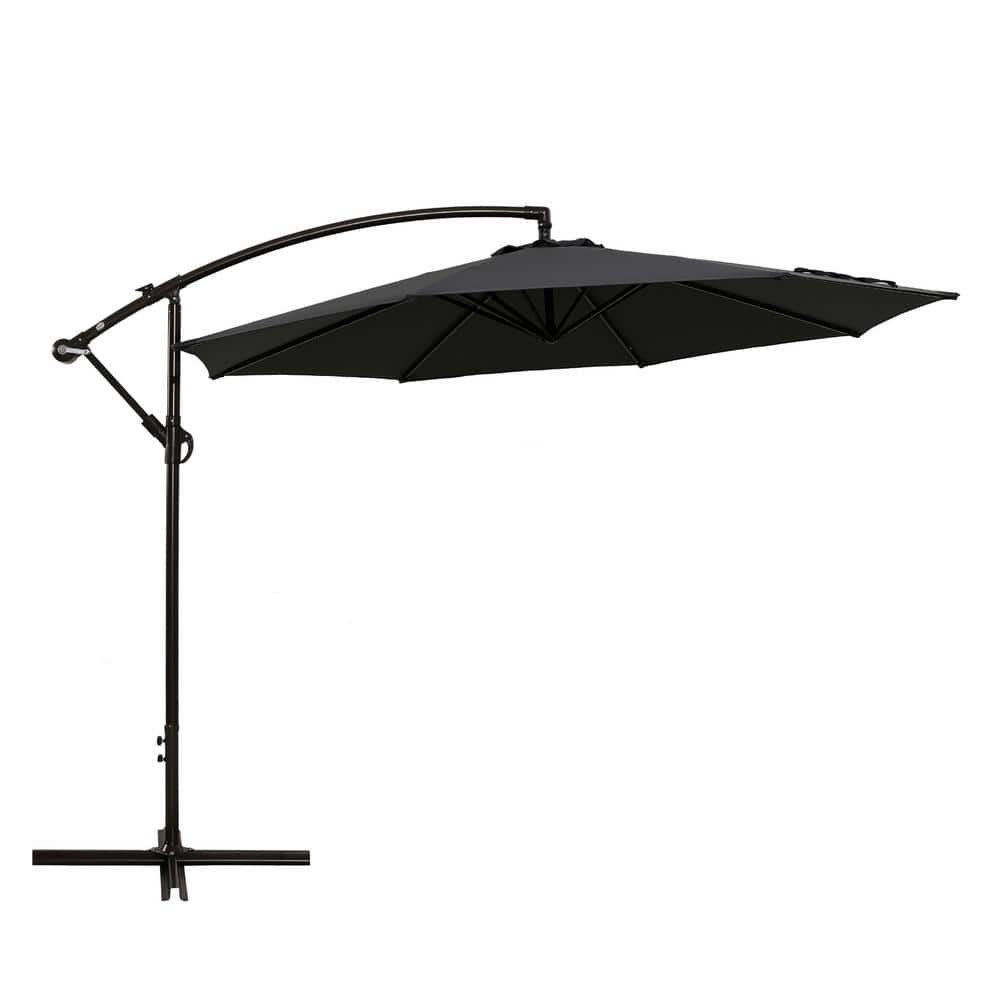 SERGA 10 ft. Iron Market Outdoor Patio Umbrella with Crank Lift and Push Bu