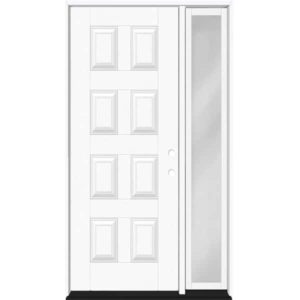 Regency 53 in. x 80 in. 8-Panel LHIS Unfinished Mahogany Fiberglass Prehung Front Door w/14in. SL w/ 4-9/16 Jamb