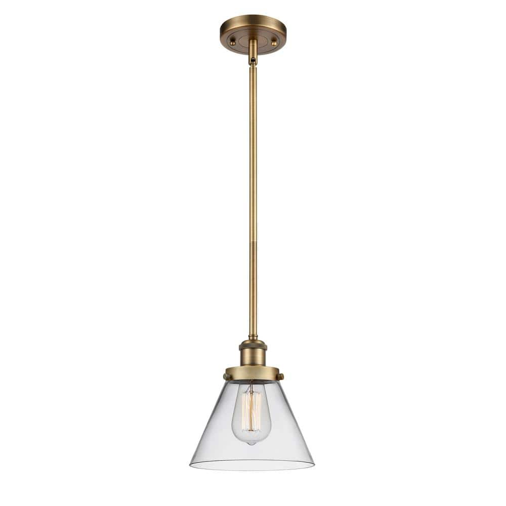 Innovations Cone 1-Light Brushed Brass Cone Pendant Light with Clear Glass  Shade 916-1S-BB-G42 - The Home Depot