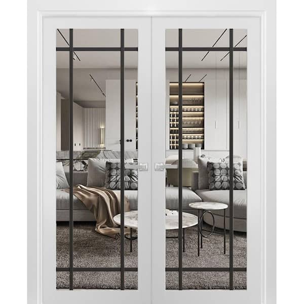 Sartodoors 72 in. x 96 in. 2 Panel White Finished Solid Wood Sliding Door with Hardware