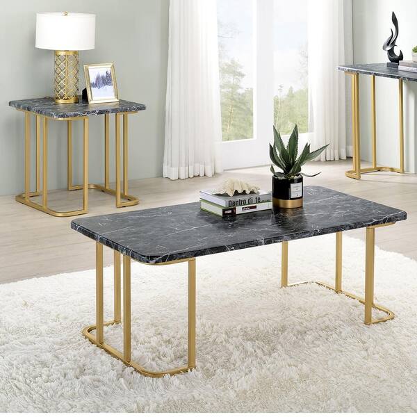 Furniture of America Pasadina 47.25 in. Gold Coating and Black