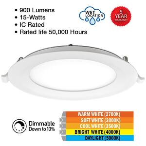 Low Profile 6 in. Selectable CCT Canless Integrated LED Recessed Light Trim 900 Lumens Dimmable (4-Pack)
