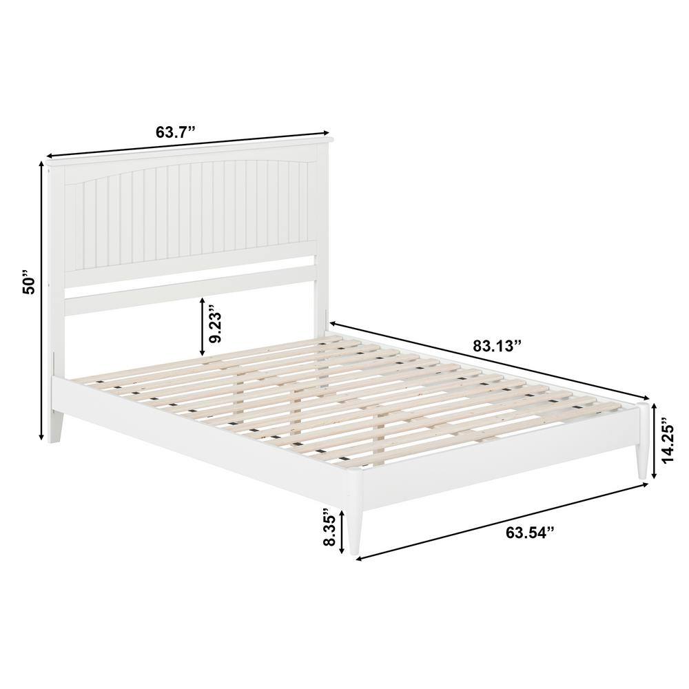 Naples White Queen Wood Low Profile Platform Bed with Slats