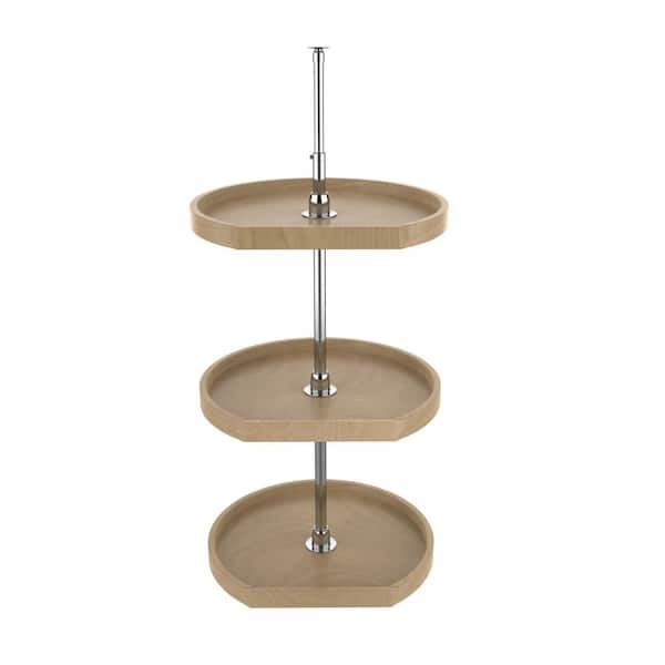 Rev-A-Shelf 35 in. H x 20 in. W x 20 in. D Wood 3-Shelf D-Shape Lazy Susan Set