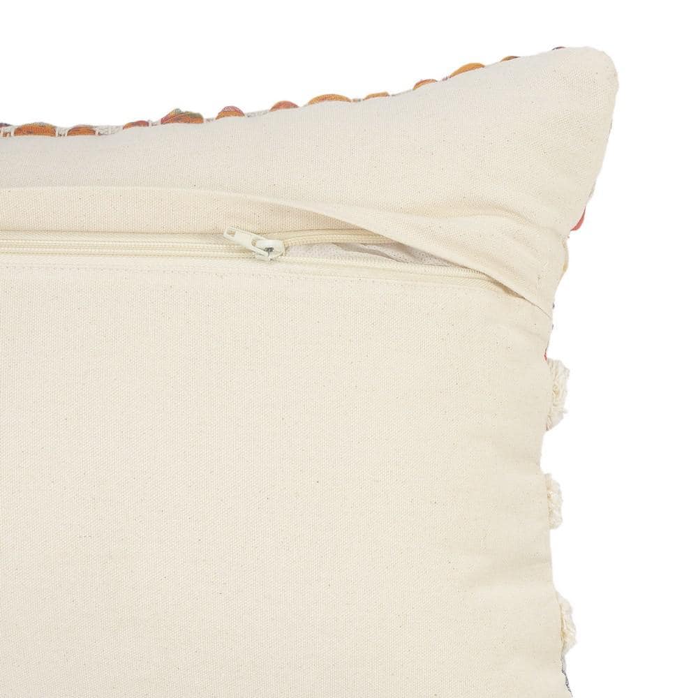 Multicolor Handwoven Cotton Chevron Striped Throw Pillow, 18" Square