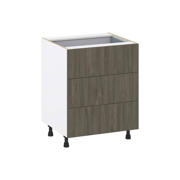 J COLLECTION 33 in. W x 34.5 in. H x 24 in. D Medora Textured Slab Walnut Shaker Assembled Base Kitchen Cabinet with 4 Drawers