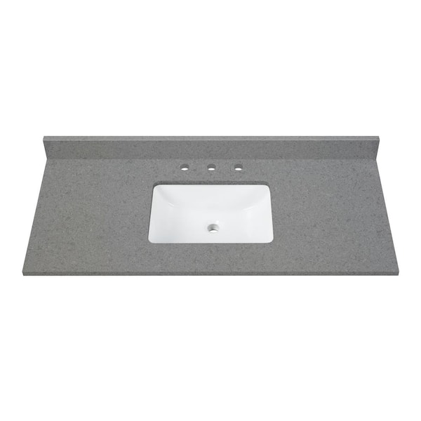 Avanity 49 in. W x 22 in. D Quartz White Rectangular Single Sink Bathroom Vanity Top in Contrail Matte
