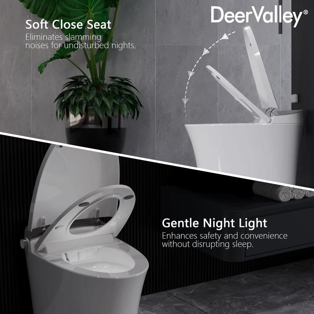Elongated White Ceramic Smart Bidet Toilet with Heated Seat