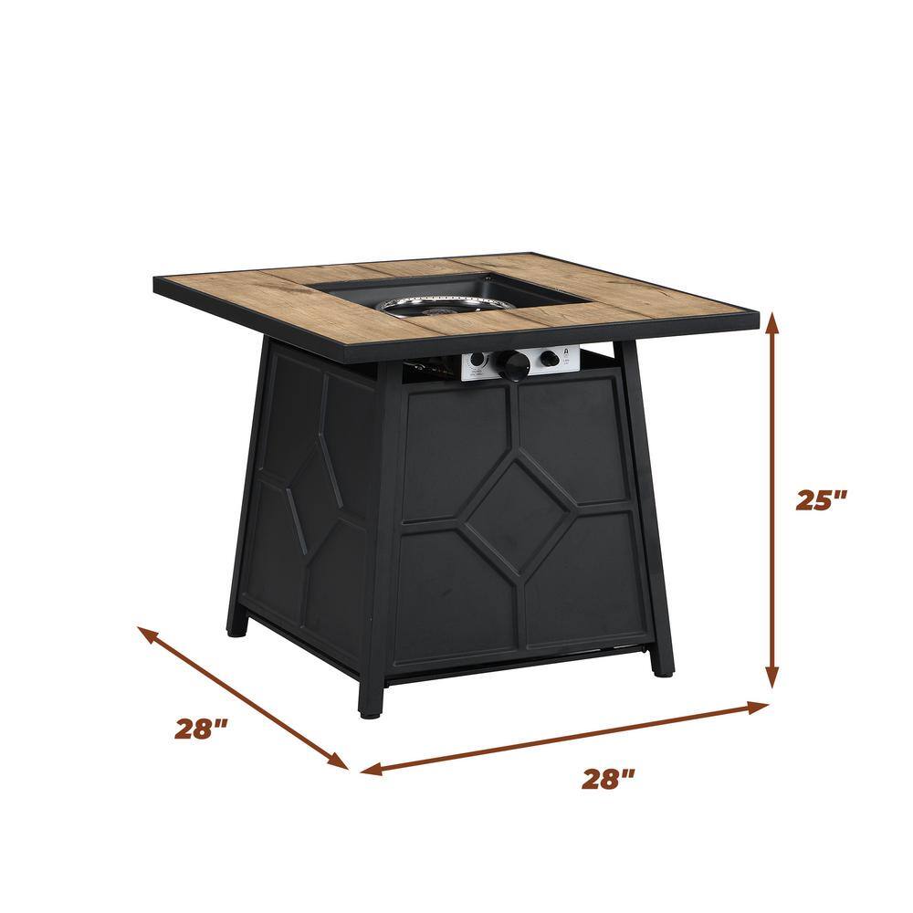 28-Inch Black and Brown Stone Gas Fire Pit Table