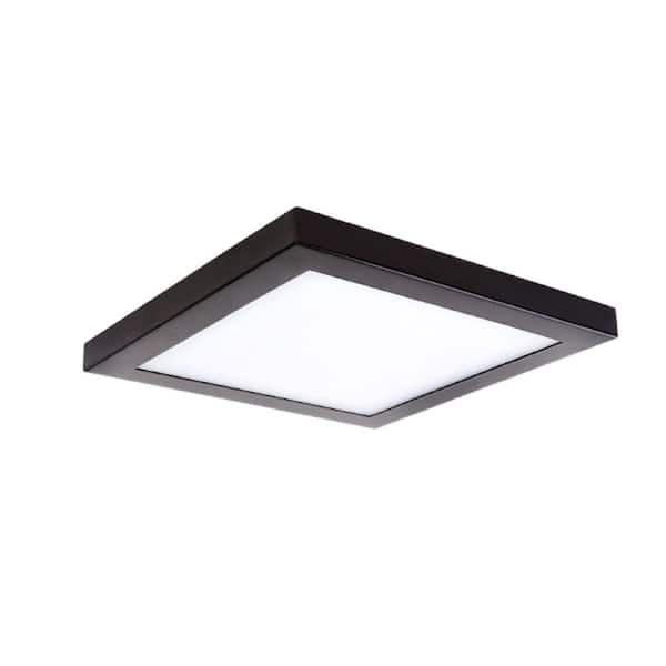 AMAX LIGHTING Square Slim Disk Length 10 in. Bronze Square Fixture 3000K Warm White New Construction Recessed Integrated Led Trim Kit