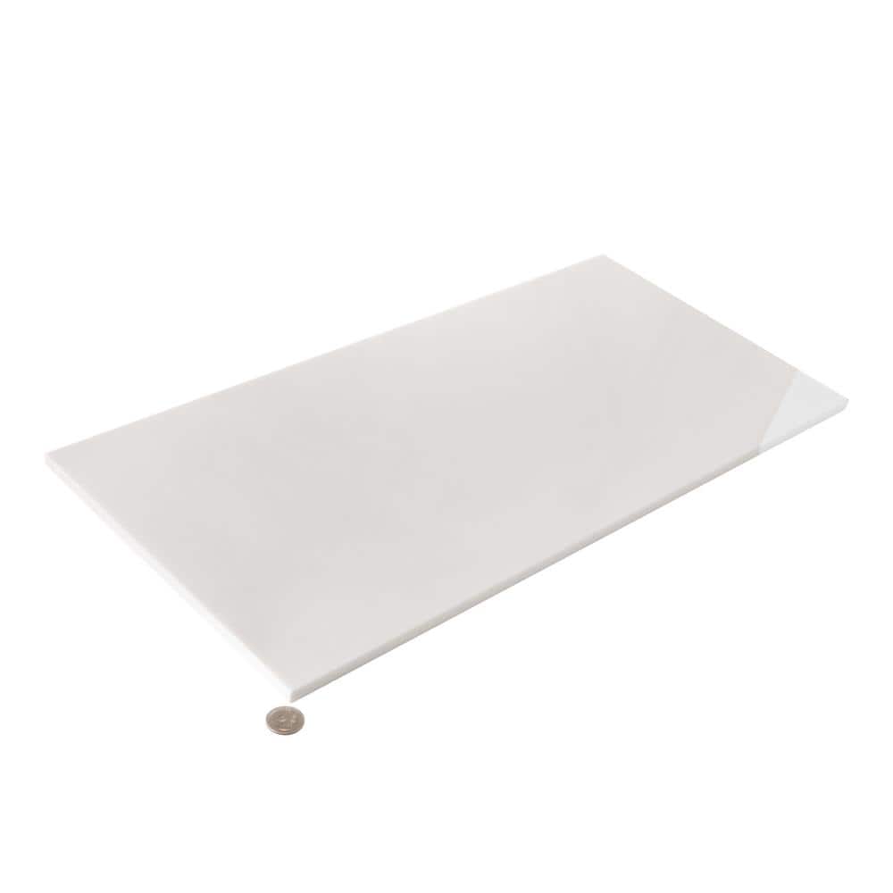 24" x 12" Polished White Marble Look Wall & Floor Tile