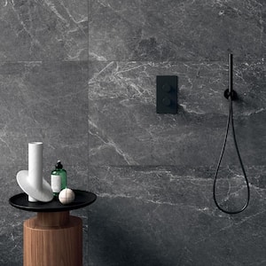 LithoTech Graphite Gray 23.62 in. x 47.24 in. Matte Porcelain Floor and Wall Tile (15.49 sq. ft./Case)