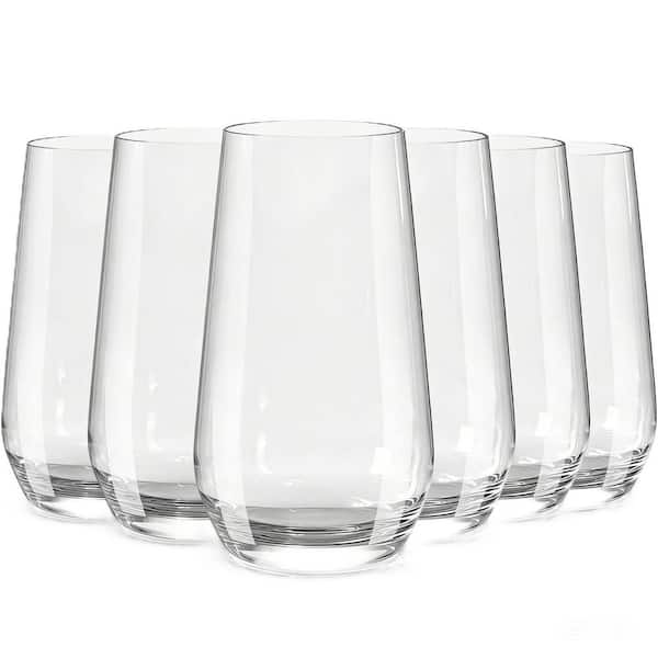 Drinking Glasses Set of 6, 16.4 oz. Crystal Water Glasses, Highball Glass for Cocktail, Juice, Mojito, Iced Tea
