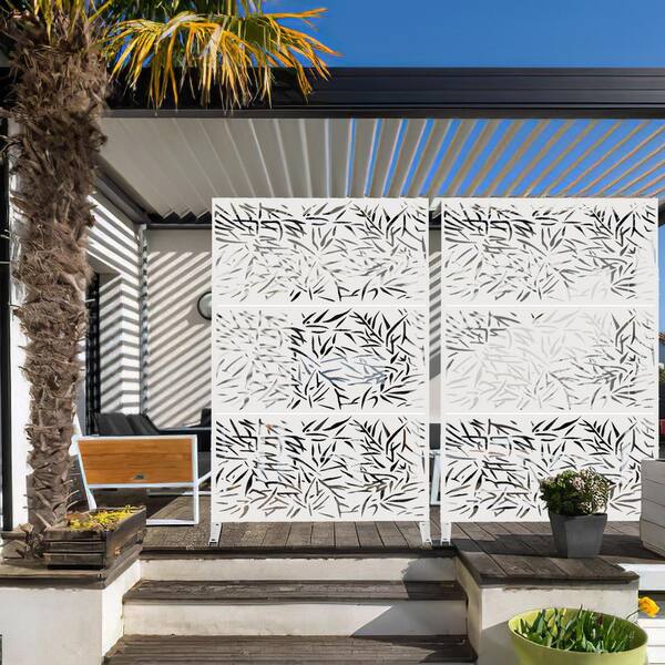 Lirago 75 x 48 in. White Modern Outdoor Screen Privacy Screen with
