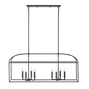 40 in. 8-Light Black Caged Kitchen Island Pendant Chandelier