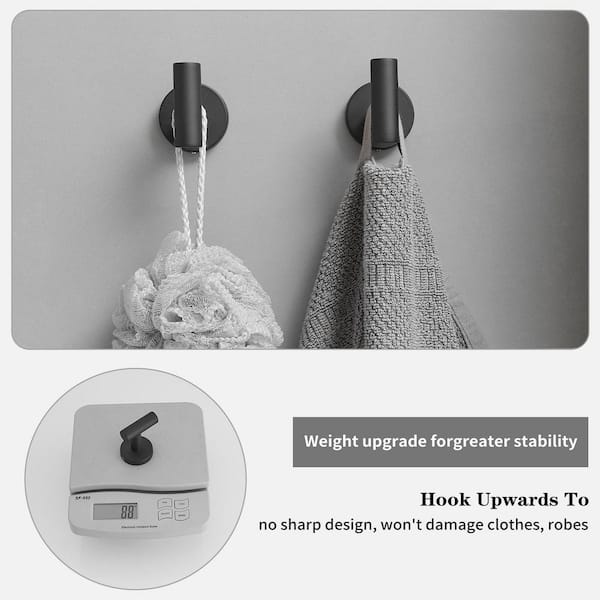 5-Piece Bath Hardware with Towel Bar Towel Rack Towel Hook Toilet Paper Holder and Towel Ring Set in Matte Black