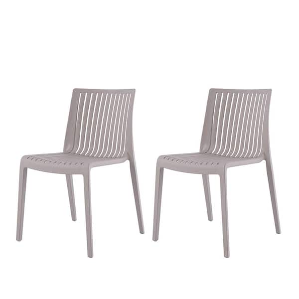 Lagoon Milos Taupe Resin Stackable Side Chair (Set of 2)