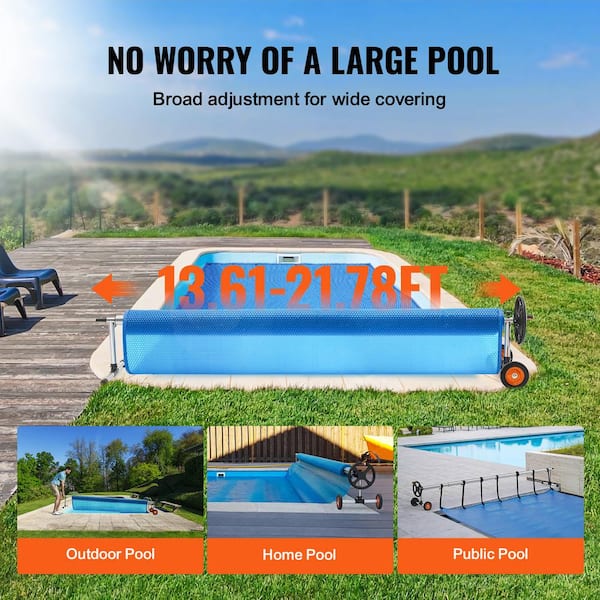 Aluminum Solar Swimming Inground Pool Cover Reel Set, Up to 21-Feet Wide x  40-Feet Length,Black 