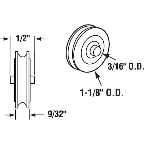 1-Pack Prime-Line Products D 1913 Sliding Door Roller with 1-1/8-Inch X 9/32-Inch Steel Ball Bearing 