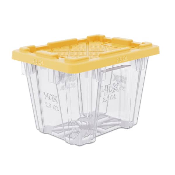 2.5 qt. Tough Storage Tote in Clear with Yellow Lid