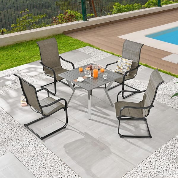 Patio Festival 5-Piece Light Taupe Metal Outdoor Dining Set