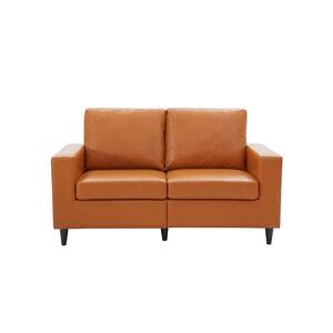 60 in. Modern Pu Leather Upholstered Love Seat with Armrest, Suitable for Living Room of Small Space Apartment Dormitory