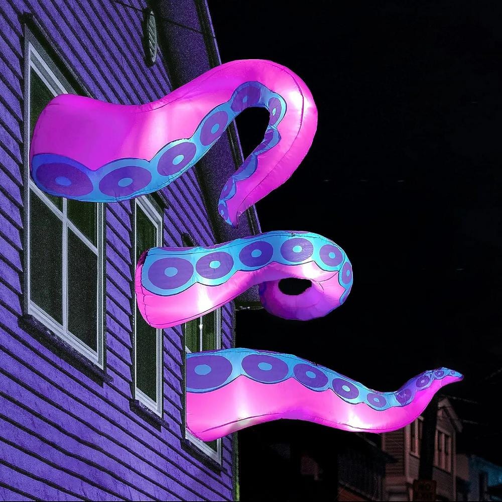 SYNCFUN Multi-Color Halloween Inflatable Giant Octopus Tentacle Made of Polyester (3-Pieces)