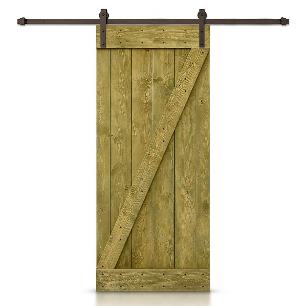 46 in. x 84 in. Z Jungle Green Stained DIY Knotty Pine Wood Interior Sliding Barn Door with Hardware Kit price history on PriceWatchPro